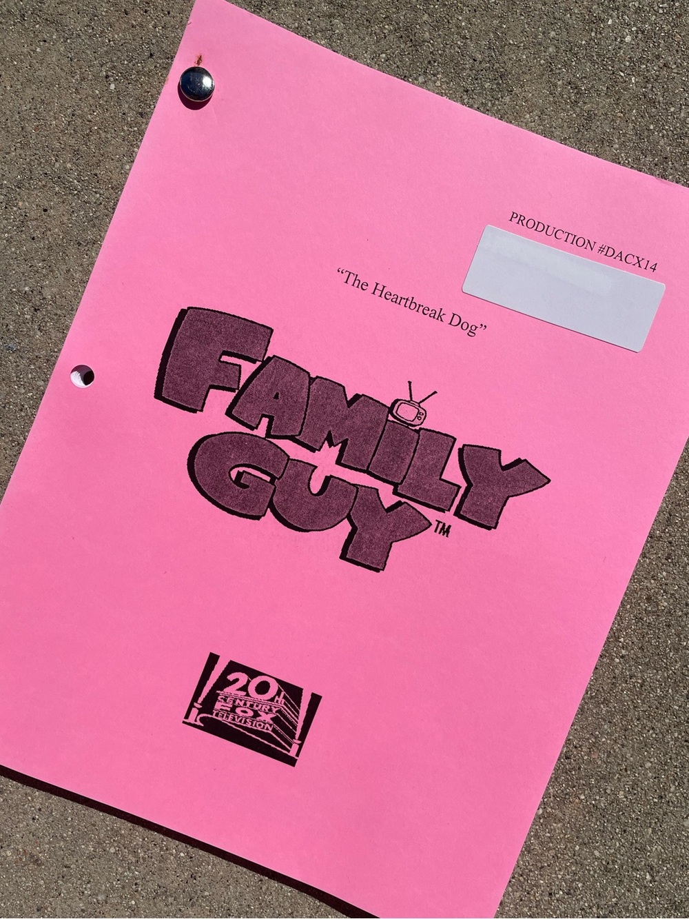 Family Guy 2014 Production Used Table Script The Heartbreak Dog BONNIE ♥︎ BRIAN